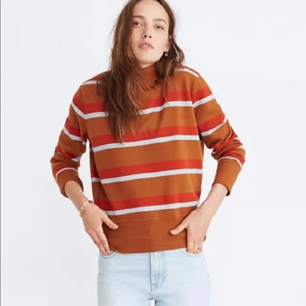 Madewell miles striped turtleneck sweatshirt size M
